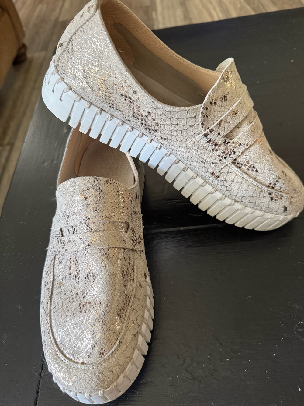 Ilse Jacobsen Tulip Metallic Snake-Embossed Slip-On  Sneakers